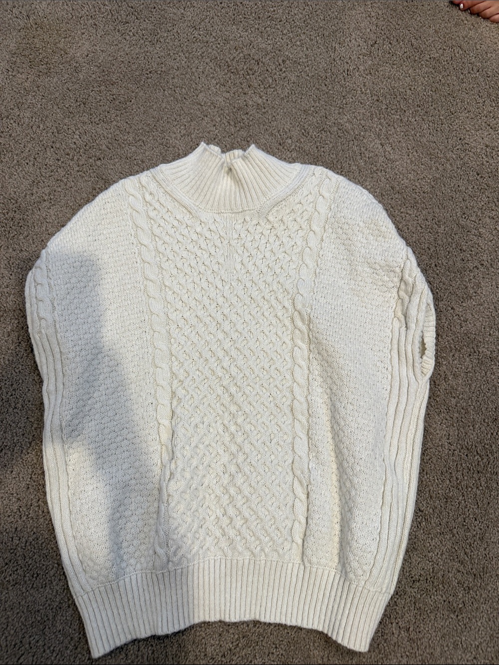 Maeve Cream Cable Knit Mock Turtleneck Sweater